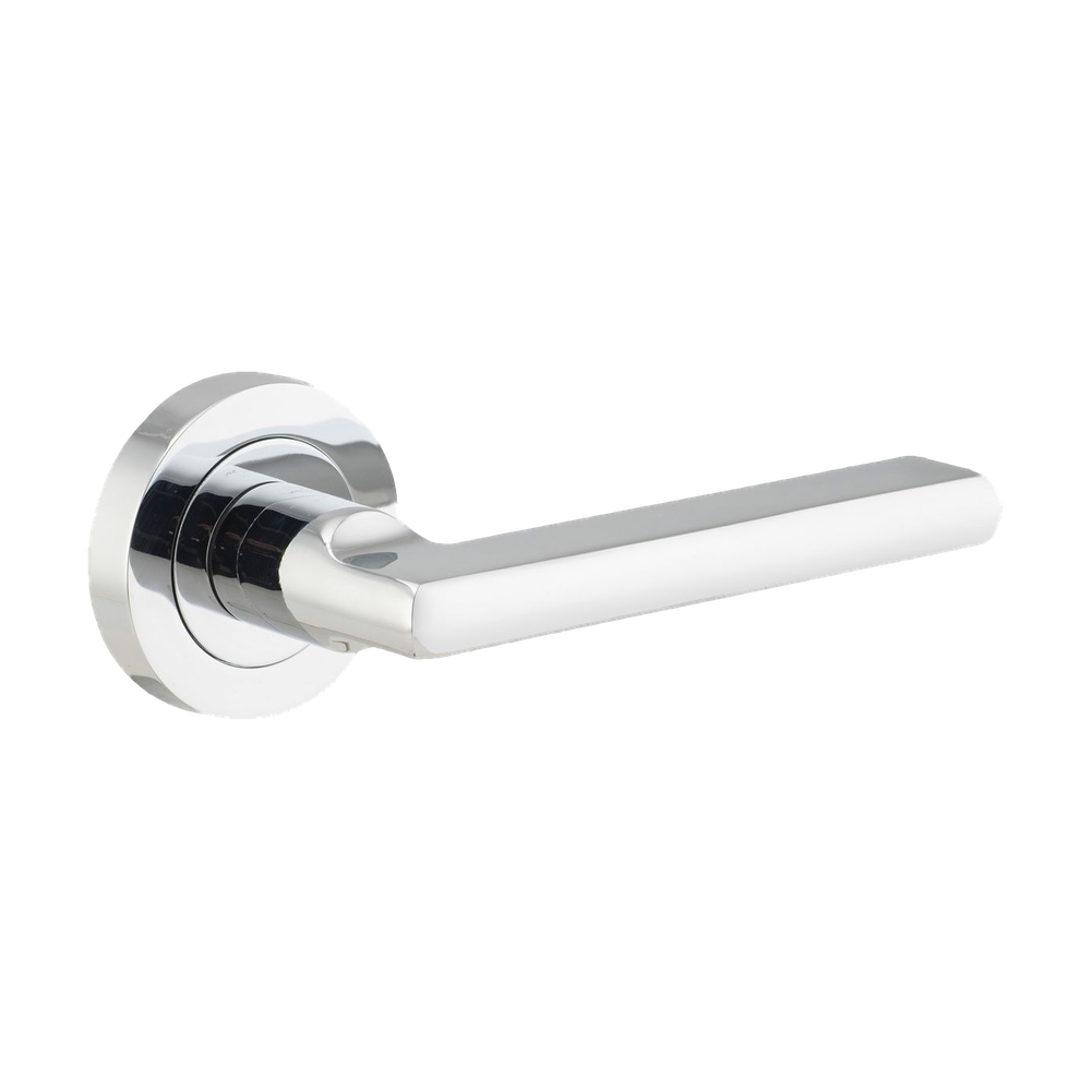Door Lever Baltimore Round Rose Pair Polished Chrome D52xP58mm
(Latch/Lock Sold Separately) in Polished Chrome