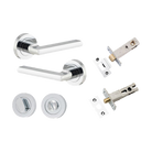 Door Lever Baltimore Round Rose Pair Polished Chrome D52xP58mm Privacy Kit, Tube Latch Split Cam 'T' Striker Polished Chrome Backset 60mm, Privacy Bolt Round Bolt Polished Chrome Backset 60mm, Privacy Turn Oval Concealed Fix Round Polished Chrome … in Polished Chrome