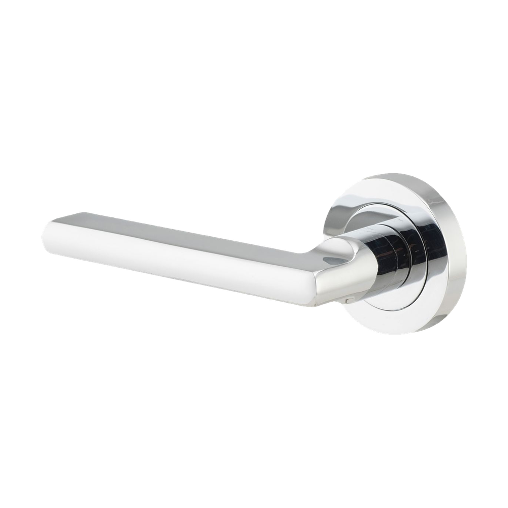 Door Lever Baltimore Rose Round Concealed Fix Left Hand Fixed Polished Chrome L118xP57mm BPD52mm in Polished Chrome