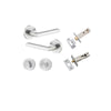 Door Lever Baltimore Round Rose Pair Brushed Chrome D52xP58mm Privacy Kit, Tube Latch Split Cam 'T' Striker Brushed Chrome Backset 60mm, Privacy Bolt Round Bolt Brushed Chrome Backset 60mm, Privacy Turn Oval Concealed Fix Round Brushed Chrome D52x… in Bru