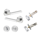 Door Lever Baltimore Round Rose Pair Brushed Chrome D52xP58mm Privacy Kit, Tube Latch Split Cam 'T' Striker Brushed Chrome Backset 60mm, Privacy Bolt Round Bolt Brushed Chrome Backset 60mm, Privacy Turn Oval Concealed Fix Round Brushed Chrome D52x… in Brushed Chrome