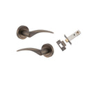 Door Lever Oxford Round Rose Pair Signature Brass D52xP64mm Passage Kit, Tube Latch Split Cam 'T' Striker Signature Brass Backset 60mm in Signature Brass