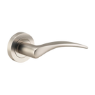 Door Lever Oxford Rose Round Concealed Fix Right Hand Operational Satin Nickel L125xP63mm BPD52mm in Satin Nickel