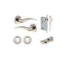 Door Lever Oxford Round Rose Pair Satin Nickel D52xP64mm Entrance Kit, Mortice Lock Euro Satin Nickel CTC85mm Backset 60mm, Euro Cylinder Key Thumb 6 Pin Satin Nickel L70mm KA1, Escutcheon Euro Concealed Fix Round Pair Satin Nickel D52xP10mm in Satin Nick