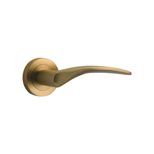 Door Lever Oxford Round Rose Pair Brushed Brass D52xP64mm 

(Latch/Lock Sold Separately) in Brushed Brass