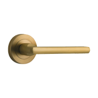 Door Lever Baltimore Round Rose Pair Brushed Brass D52xP58mm
(Latch/Lock Sold Separately) in Brushed Brass