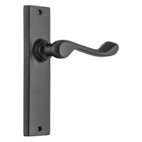 Door Lever Fremantle Latch Pair Matt Black H150xW35xP50mm in Matt Black