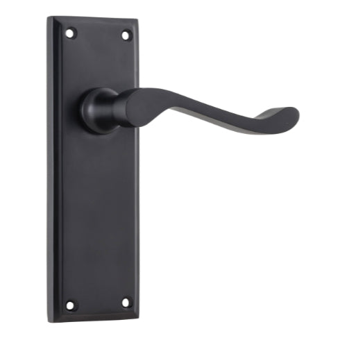 Door Lever Camden Latch Pair Matt Black H152xW50xP60mm in Matt Black