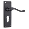 Door Lever Camden Euro Pair Matt Black H152xW50xP60mm in Matt Black