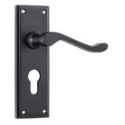 Door Lever Camden Euro Pair Matt Black H152xW50xP60mm in Matt Black