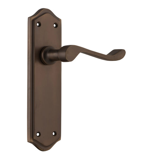 Door Lever Henley Latch Pair Antique Brass H180xW50xP58mm in Antique Brass