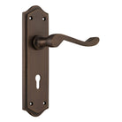 Door Lever Henley Lock Pair Antique Brass H180xW50xP58mm in Antique Brass