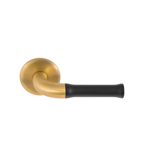 NOUR EV100/64 sprung lever handle on rose PVD satin gold/satin black  in Satin Gold/Satin Black PVD