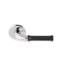 NOUR EV100/64 sprung lever handle on rose polished stainless steel/satin black  in Stainless Steel / Polished Brass