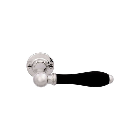 TIMELESS 1815GRR50 sprung lever handle on rose satin black/ebony wood in Satin Black / Ebony Wood