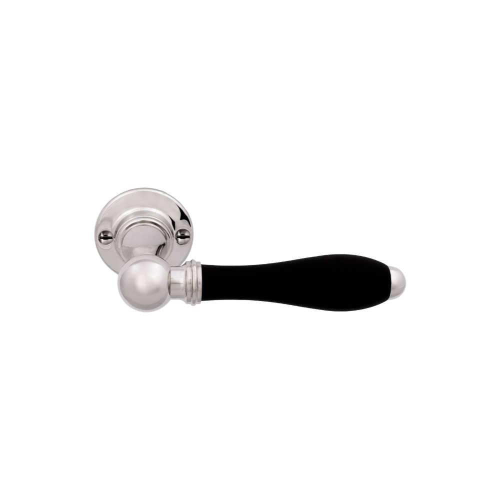 TIMELESS 1815GRR50 sprung lever handle on rose satin black/ebony wood in Satin Black / Ebony Wood
