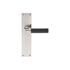 Pair of Formani TIMELESS 1923 lever handles with rectangular backplates in a brushed nickel finish, stylish door hardware.