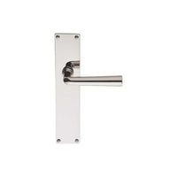 Pair of Formani TIMELESS 1925 lever handles with rectangular backplates, showcasing elegant, modern door hardware.