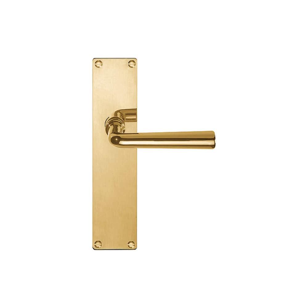 Pair of Formani TIMELESS 1925 lever handle sets on rectangular backplates, showcasing sleek modern design and polished finish.