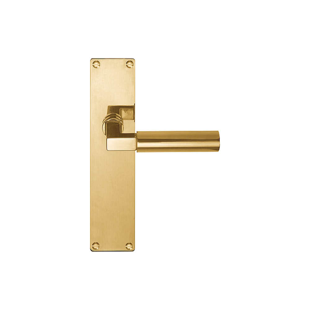Pair of Formani TIMELESS 1930 lever handle set on rectangular backplates, showcasing sleek modern design and polished finish.