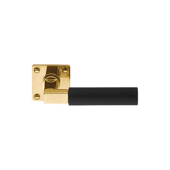 TIMELESS 1930MRV45 unsprung lever handle on rose brass unlacquered/ebony wood in Brass Unlacquered / Ebony Wood
