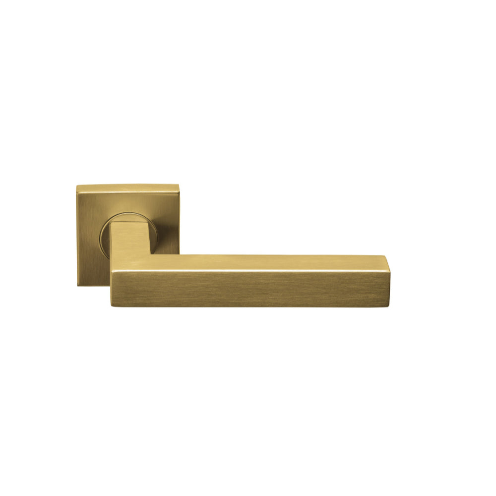 BASICS BSQ1 sprung lever handle on rose PVD satin gold in Satin Gold PVD