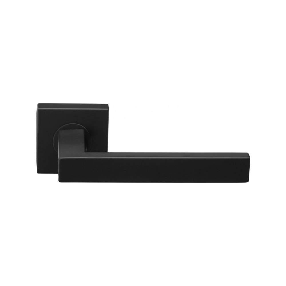 BASICS BSQ2 sprung lever handle on rose satin black in Satin Black