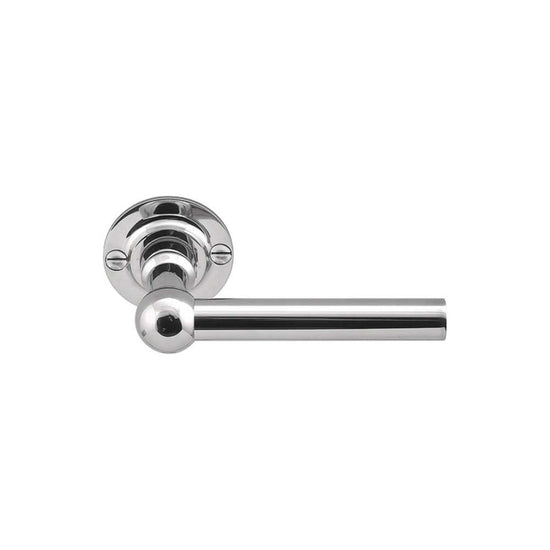 FERROVIA FVL100/48 unsprung lever handle on rose polished stainless steel in Polished Stainless