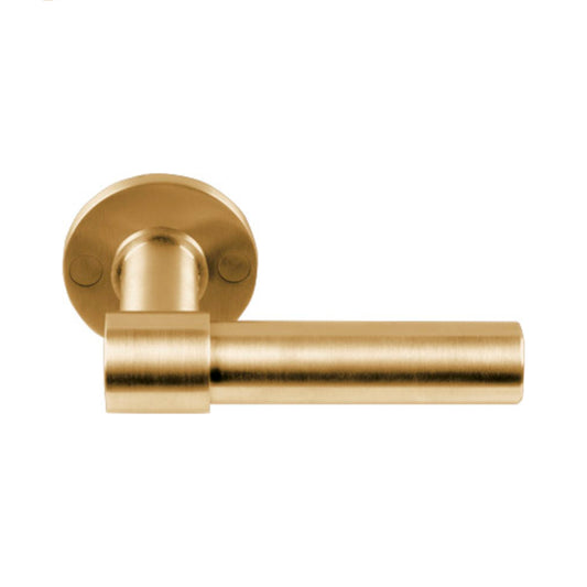 ONE PBL20/50 sprung lever handle on rose PVD satin gold in Satin Gold