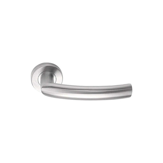 BASICS LB14 solid sprung lever handle on rose satin stainless steel   in Satin Stainless