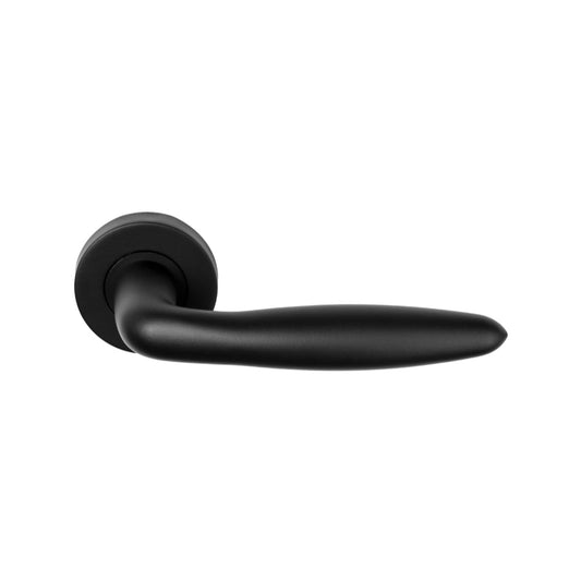 BASICS LB18H sprung lever handle on rose satin black in Satin Black