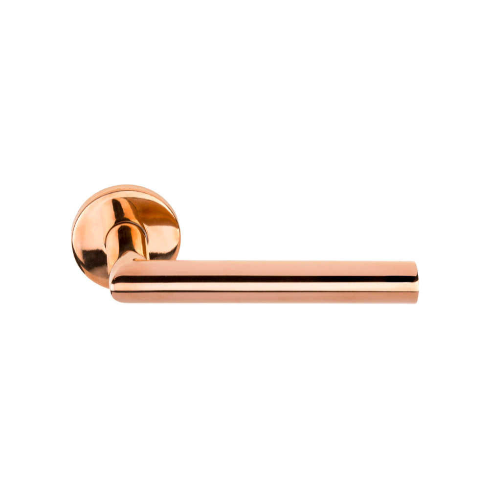 BASICS LB2-19 sprung lever handle on rose EN1906 class 3 PVD polished copper in Polished Copper PVD
