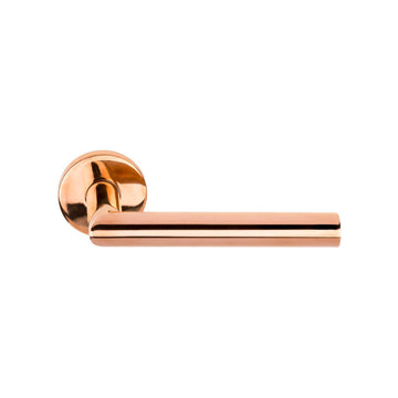BASICS LB2-19 sprung lever handle on rose EN1906 class 3 PVD polished copper in Polished Copper PVD