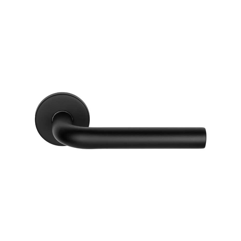 BASICS LB3-19 sprung lever handle on rose EN1906 class 3 satin black in Satin Black