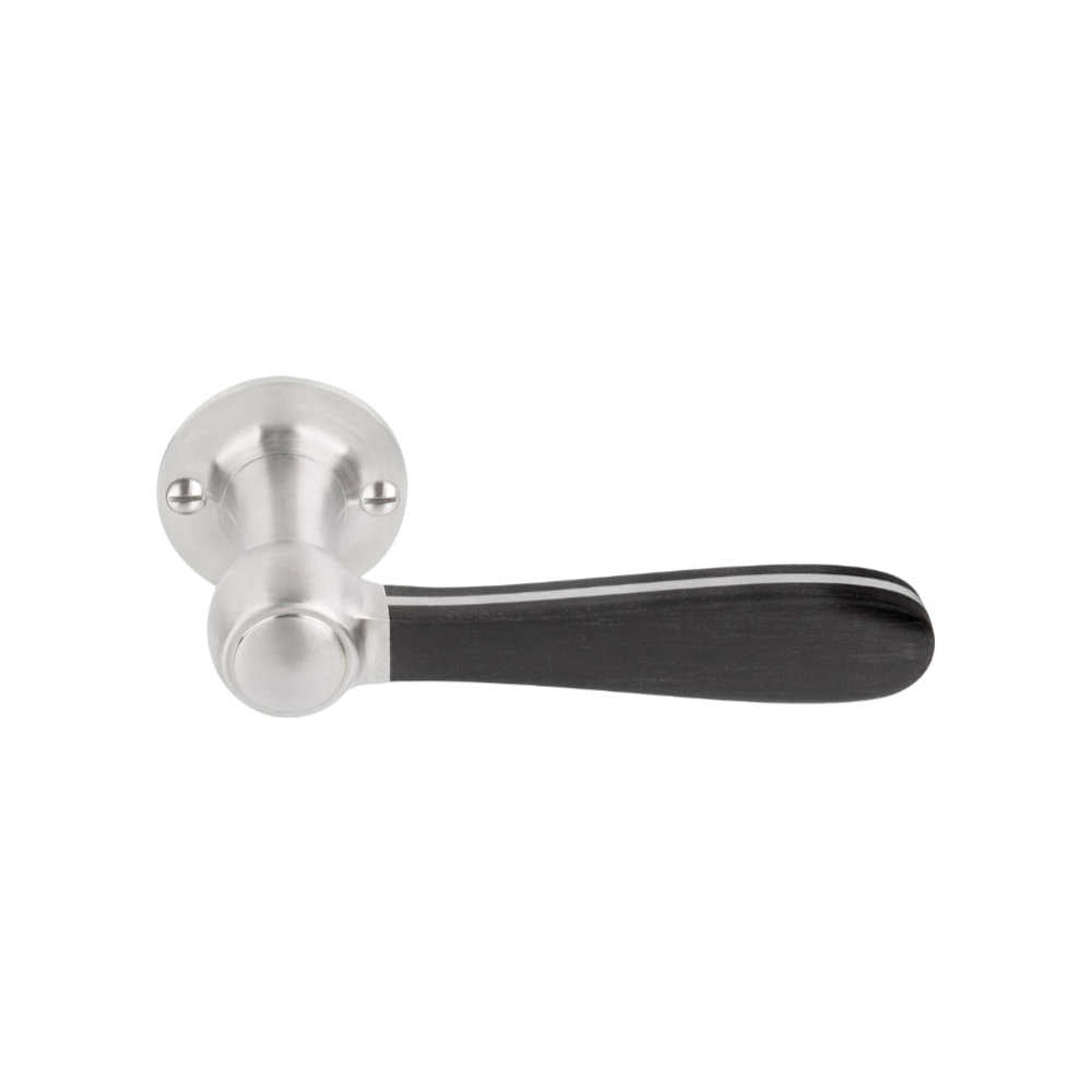 BOSCO LZ100-G sprung lever handle on rose satin stainless steel / black  in Satin Stainless / Black