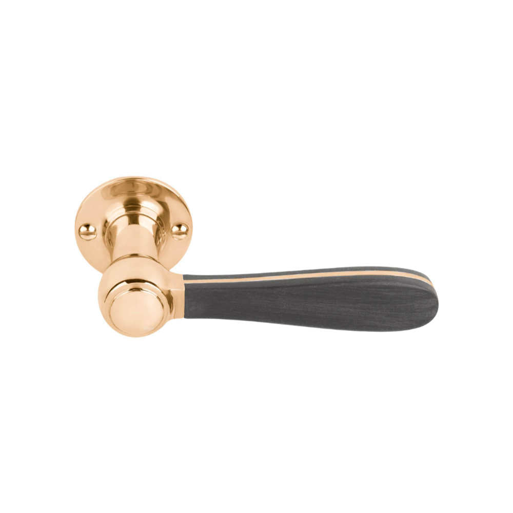 BOSCO LZ100-G sprung lever handle on rose brass unlacquered / black  in Brass Unlacquered/Black