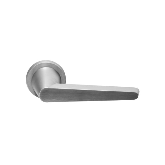 CONE OH101-G sprung lever handle on rose satin stainless steel in Satin Stainless