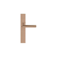 Pair of Formani INC Lever handles with 23mm diameter on rectangular backplates, showcasing sleek, modern door hardware design.