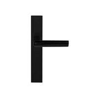 Pair of Formani INC Lever handles with 25mm diameter on rectangular backplates, shown in polished metal finish.