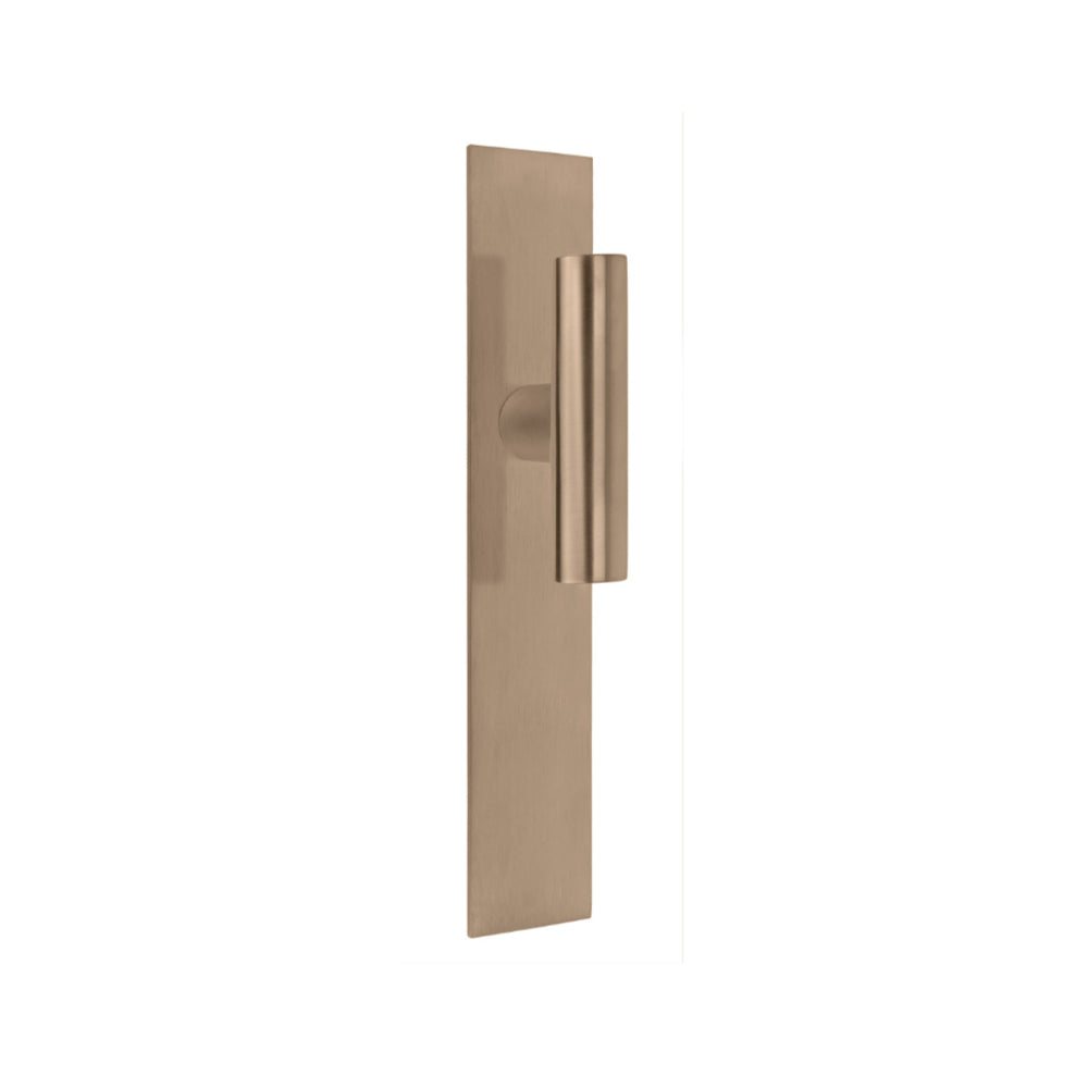 Pair of Formani INC T-Lever door handles with 38mm diameter on rectangular backplates, shown in a sleek black finish.