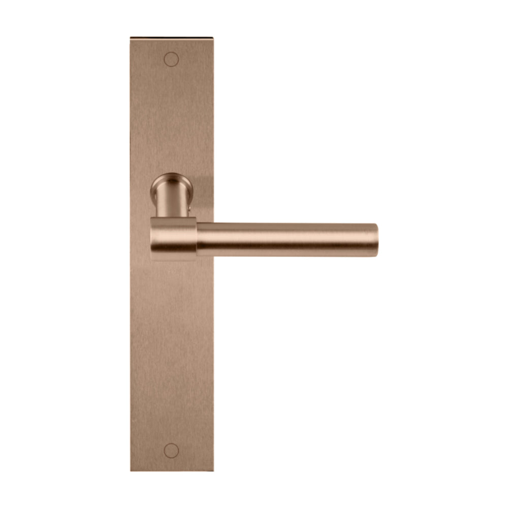 Pair of Formani ONE Lever door handles on rectangular plates, 15mm diameter, with sleek modern design.