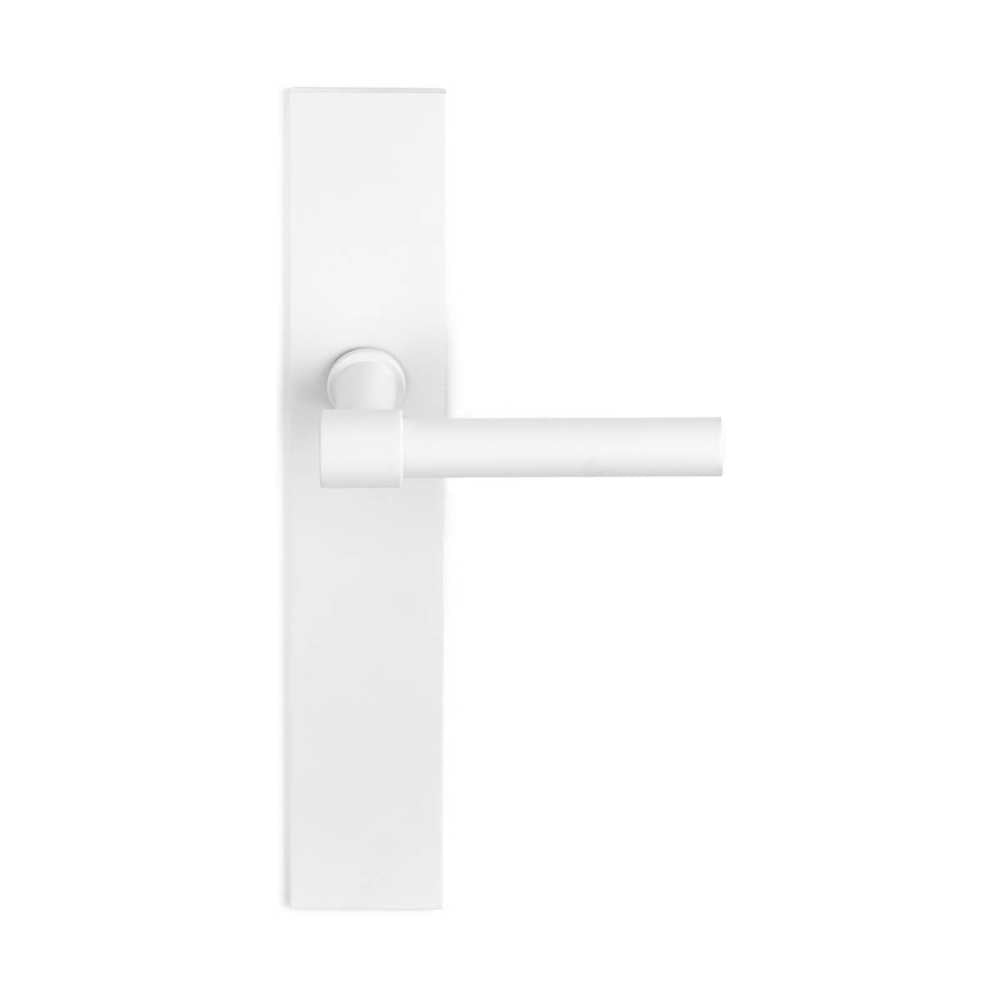Pair of Formani ONE Lever handles with 15mm diameter on rectangular plates, showcasing sleek modern design and polished finish.