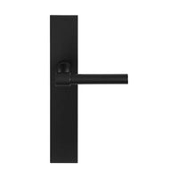 Pair of Formani ONE Lever door handles with 15mm diameter on rectangular plates, featuring sleek modern design.