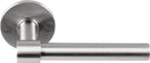 Pair of Formani ONE XL 15Ø lever handles on round rose, showcasing sleek modern design and polished finish.