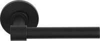 Pair of Formani ONE XL 15Ø lever handles with round rose, showcasing sleek modern design and polished metal finish.