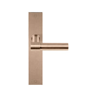 Pair of Formani ONE Lever 20mm diameter door handles on rectangular plates, showcasing sleek, modern design in brushed metal finish.