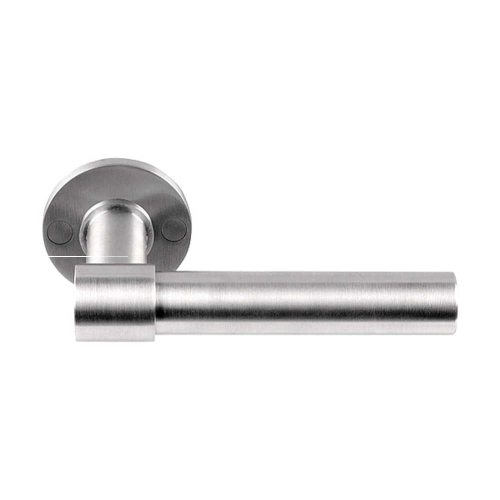 PIET BOON PBL20XL/50 sprung lever handle 20mm on rose satin stainless steel in Satin Stainless