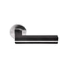 TWO PBL22/50 sprung lever handle on rose satin stainless steel/oak wood black in Black Oak / Satin Stainless Steel