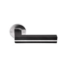 TWO PBL22/50 sprung lever handle on rose satin stainless steel/oak wood black in Black Oak / Satin Stainless Steel