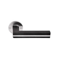 TWO PBL22/50 sprung lever handle on rose satin stainless steel/oak wood black in Black Oak / Satin Stainless Steel